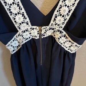 Altar'd State Navy and White Lace Mini Dress